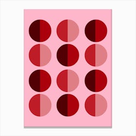 Red Circles on Pink Geometric Abstract Lienzo