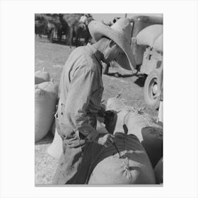 Untitled Photo, Possibly Related To Rice Workers Painting Identification Marks On Sacks Of Rice, Crowley, Louisiana By Canvas Print