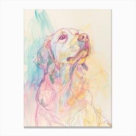 Golden Retriever Dog Pastel Line Watercolour Illustration  1 Canvas Print