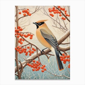 Winter Bird Painting Cedar Waxwing 4 Canvas Print
