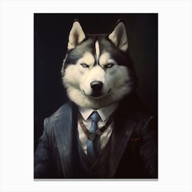 Gangster Dog Siberian Husky Canvas Print