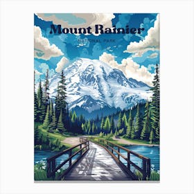 Mount Rainier National Park Washington Nature Art Illustration Canvas Print