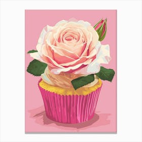 English Roses Painting Rose In A Cupcake 2 Canvas Print
