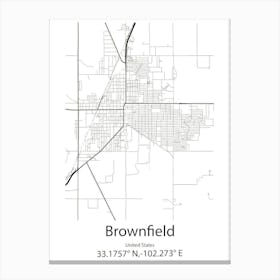 Brownfield,United States Minimalist Map 1 Canvas Print