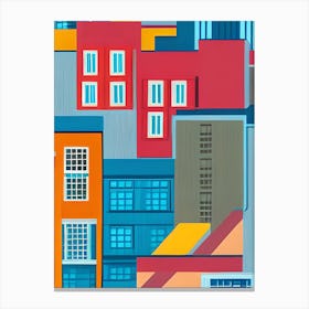 Vivid City Buildings Bustling Houses Architecture Canvas Print