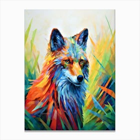 Fox In The Grass - Fox Painting Canvas Print