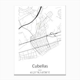 Cubellas,Spain Minimalist Map Canvas Print