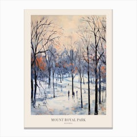 Winter City Park Poster Mount Royal Park Montreal Canada 4 Canvas Print