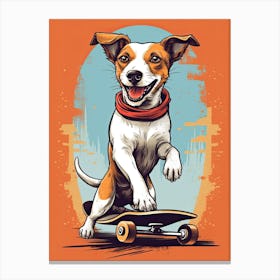 Jack Russell Terrier Dog Skateboarding Illustration 3 Canvas Print