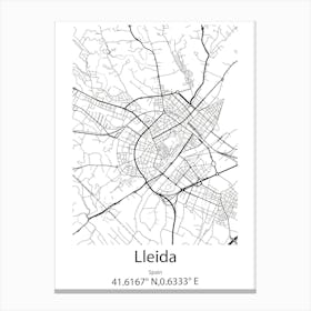 Lleida,Spain Minimalist Map Canvas Print