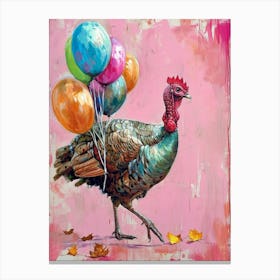 Cute Turkey With Balloon Canvas Print