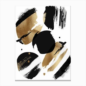 Gold And Black Brush Strokes 8 Canvas Print