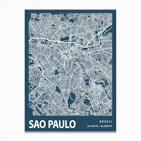 Sao Paulo Blueprint City Map 1 Canvas Print