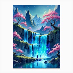 Waterfall In The Mountains Fantasy Landscape Poster Canvas Wall Room Decor Canvas Print