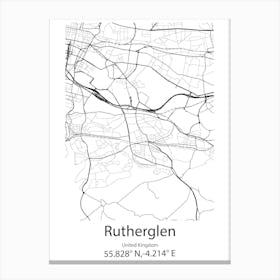 Rutherglen,United Kingdom Minimalist Map Stampe su tela