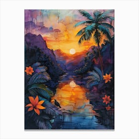 Sunset In The Jungle 3 Canvas Print