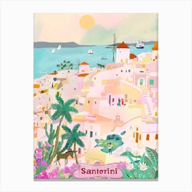 Santorini Sunset Cream & Pink Canvas Print