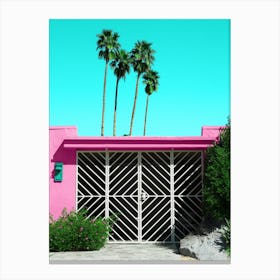 Palm Springs Home With White Gate Canvas Print
