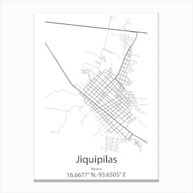 Jiquipilas,Mexico Minimalist Map Canvas Print