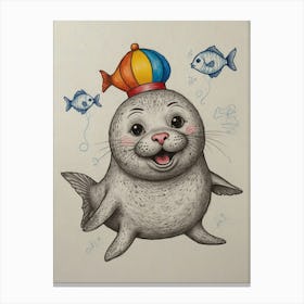 Seal With A Hat Canvas Print