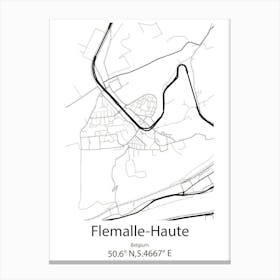 Flemalle Haute,Belgium Minimalist Map Canvas Print