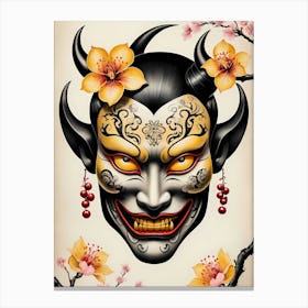 Floral Irezumi The Traditional Japanese Tattoo Hannya Mask (43) Canvas Print