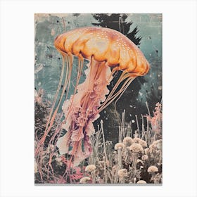 Jellyfish Retro Collage 2 Canvas Print