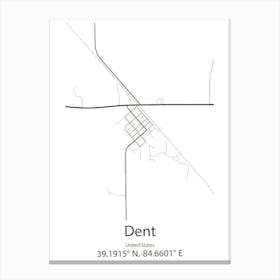 Dent,United States Minimalist Map Canvas Print