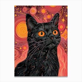 Black Cat In Space 7 Canvas Print