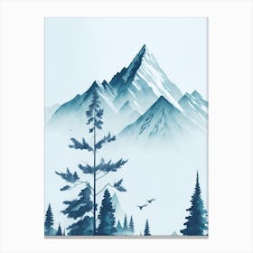 Mountain And Forest In Minimalist Watercolor Vertical Composition 349 Canvas Print