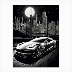 Tesla Model S City Line Drawing 2 Canvas Print