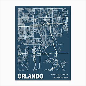 Orlando Blueprint City Map 1 Canvas Print