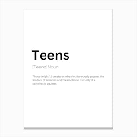 Teens Definition Meaning Canvas Print