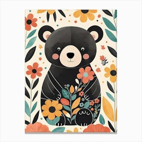 Floral Cute Baby Bear Nursery (22) Canvas Print