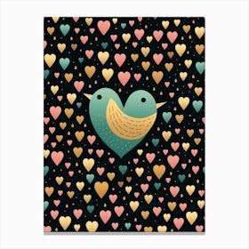 Birds In The Shape Of A Heart With Lines & Dots Canvas Print
