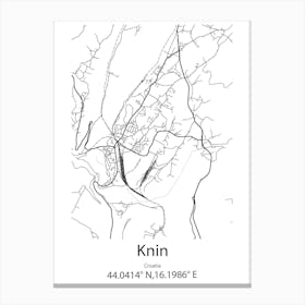 Knin,Croatia Minimalist Map Canvas Print