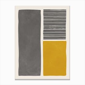 Modern Black Lines Gray Mustard Canvas Print