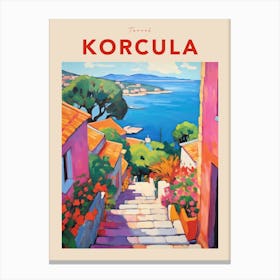 Korcula Croatia 4 Fauvist Travel Poster Canvas Print