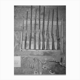 Rack Of Guns In Navajo Lodge, Datil, New Mexico By Russell Lee Canvas Print