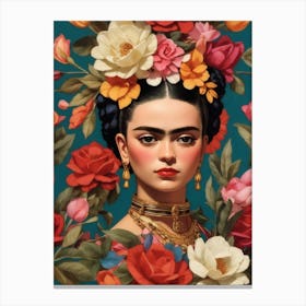 Cute Frida Floral Canvas Print