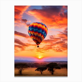 Hot Air Balloon In The Sky At Sunset Canvas Print