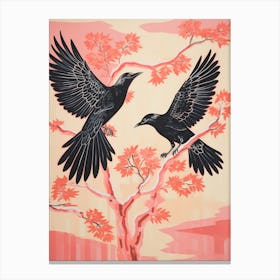 Vintage Japanese Inspired Bird Print Crow 1 Canvas Print
