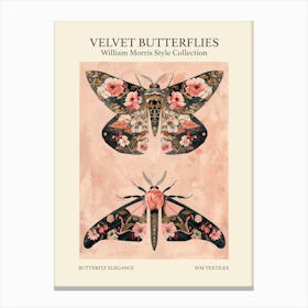 Velvet Butterflies Collection Butterfly Elegance William Morris Style 5 Canvas Print