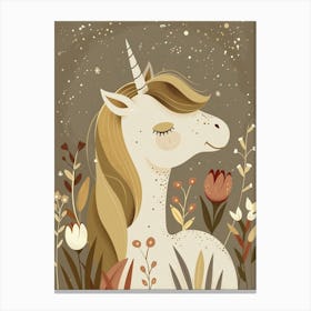 Unicorn In The Meadow Mocha Pastel 3 Canvas Print