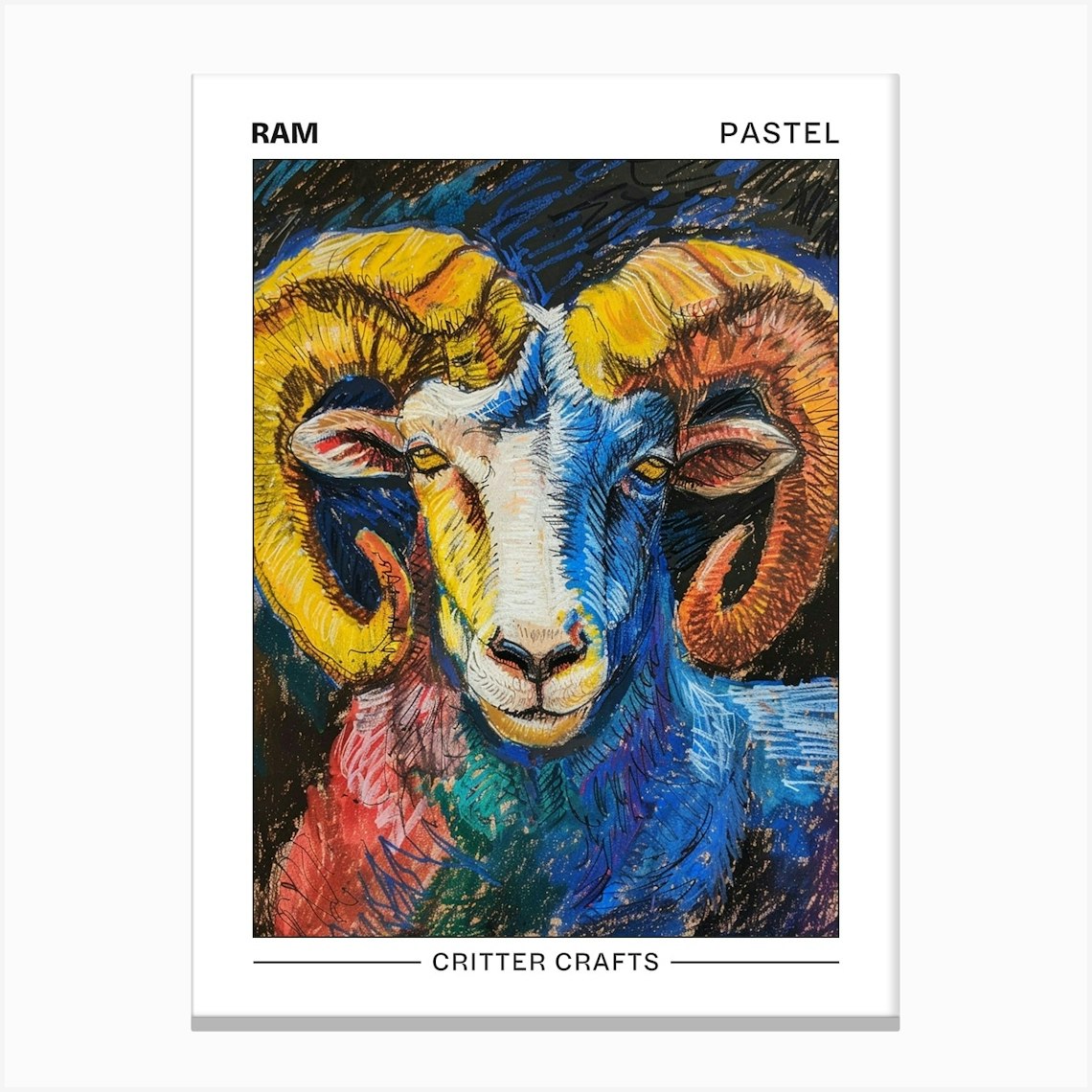 Ram Pastel Watercolour 2 Poster Canvas Print by Critter Crafts