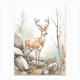 Storybook Animal Watercolour Caribou 2 Canvas Print