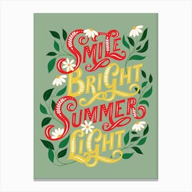 Smile Bright Summer Light Celadon Canvas Print