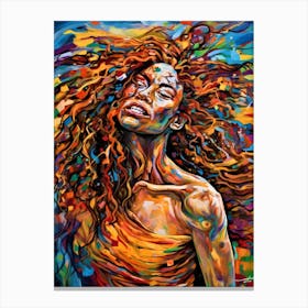 Lost Soul - Woman With Wild Multi Colored Hair Canvas Print