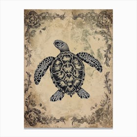 Floral Scrapbook Inspired Sea Turtle 1 Canvas Print