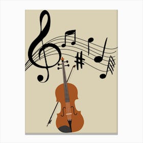 Violin And Music Notes Canvas Print